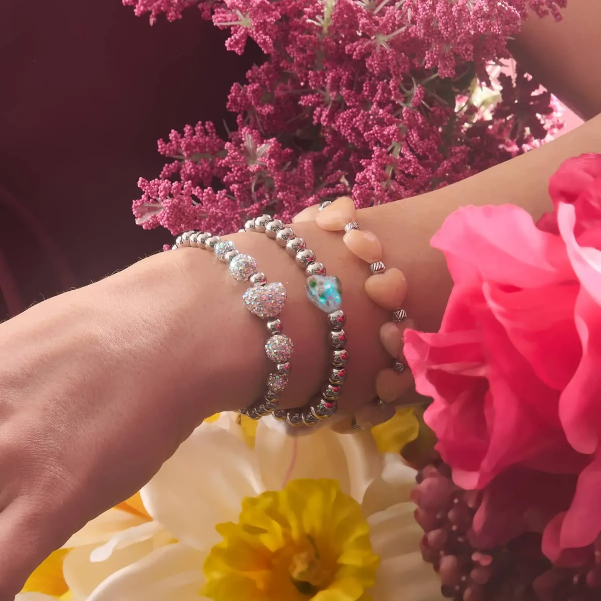 Unicorn White Crystal | Kikiballa Cascade Heart Bracelet