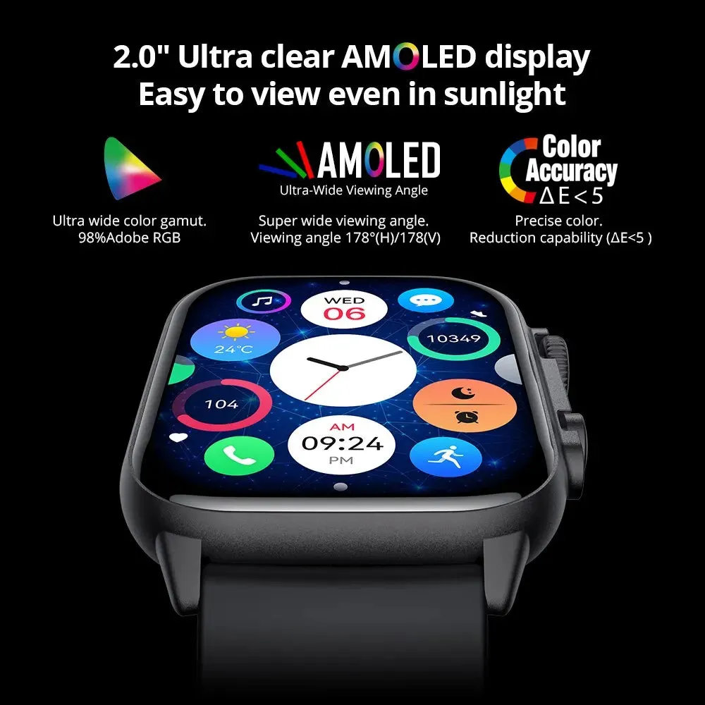 Unisex 2.0 Inch Amoled Smartwatch - Aod 100 Sports Modes Ip68 Waterproof