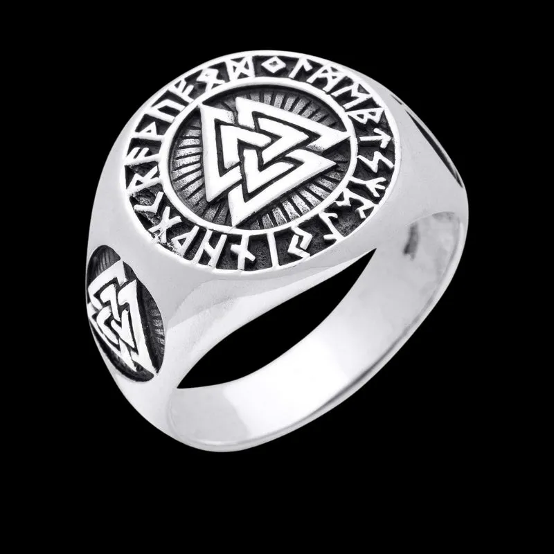 Valknut Silver Viking Signet Ring