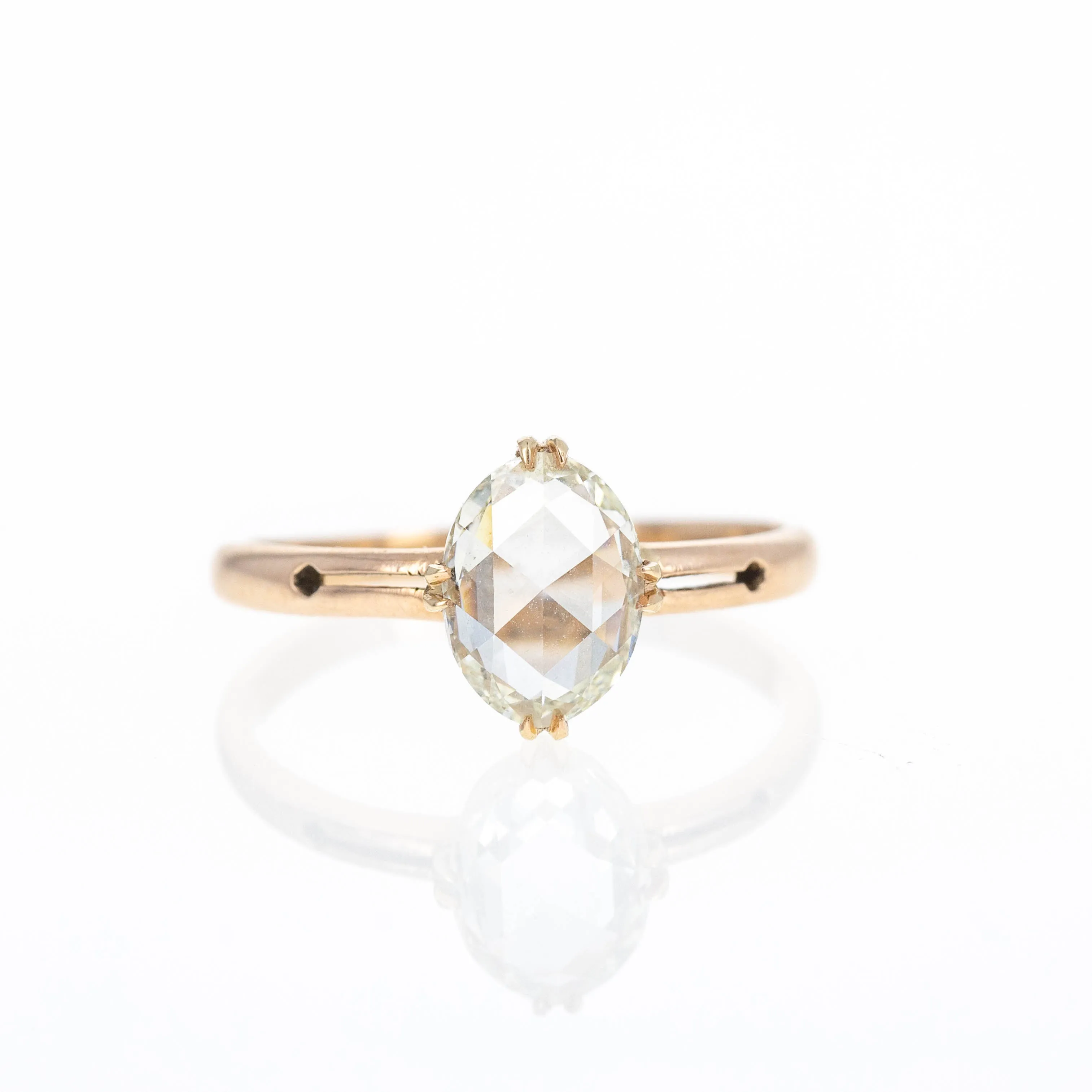 Victorian 14K Rose Gold 1.02 Carat Rose Cut Engagement Ring
