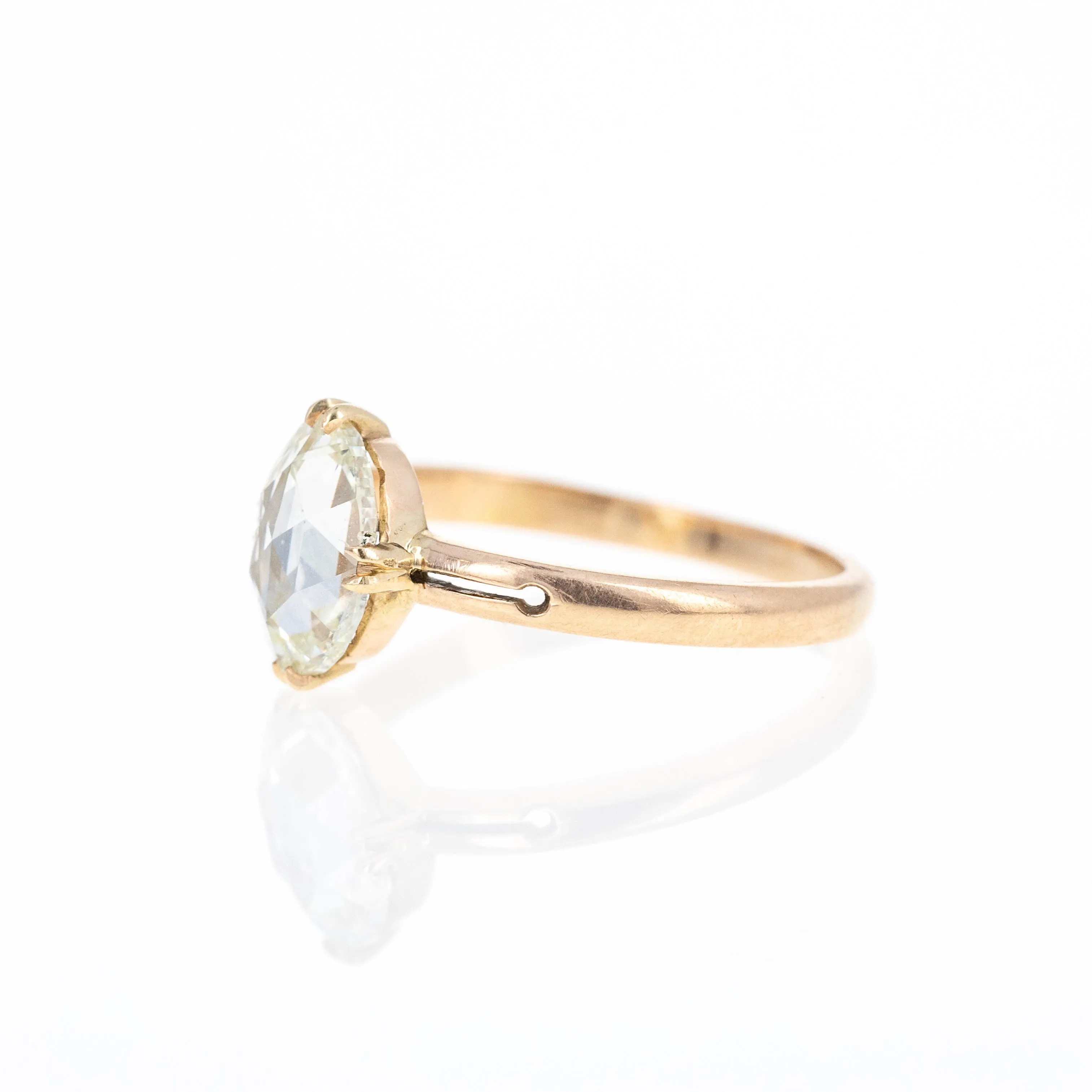Victorian 14K Rose Gold 1.02 Carat Rose Cut Engagement Ring