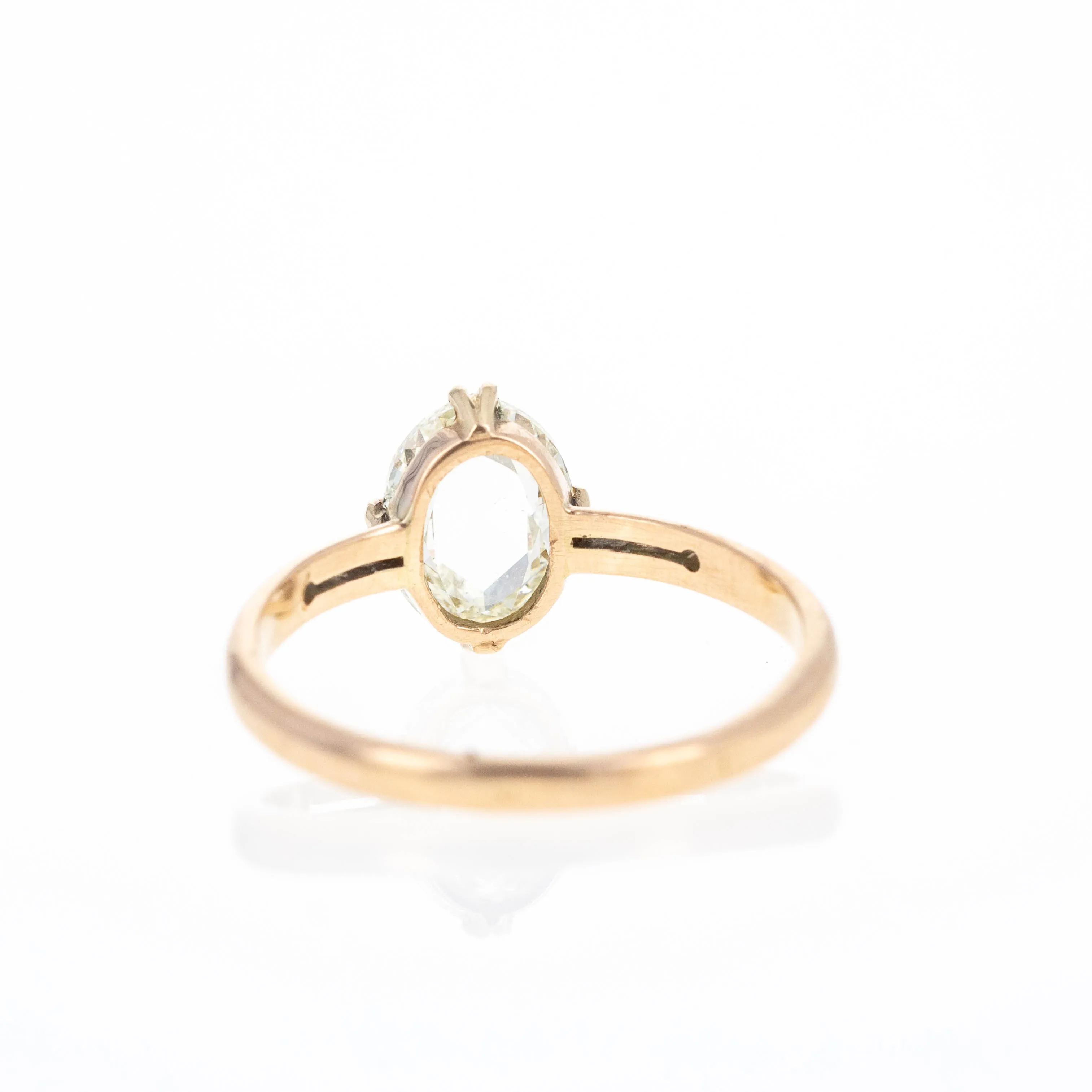 Victorian 14K Rose Gold 1.02 Carat Rose Cut Engagement Ring