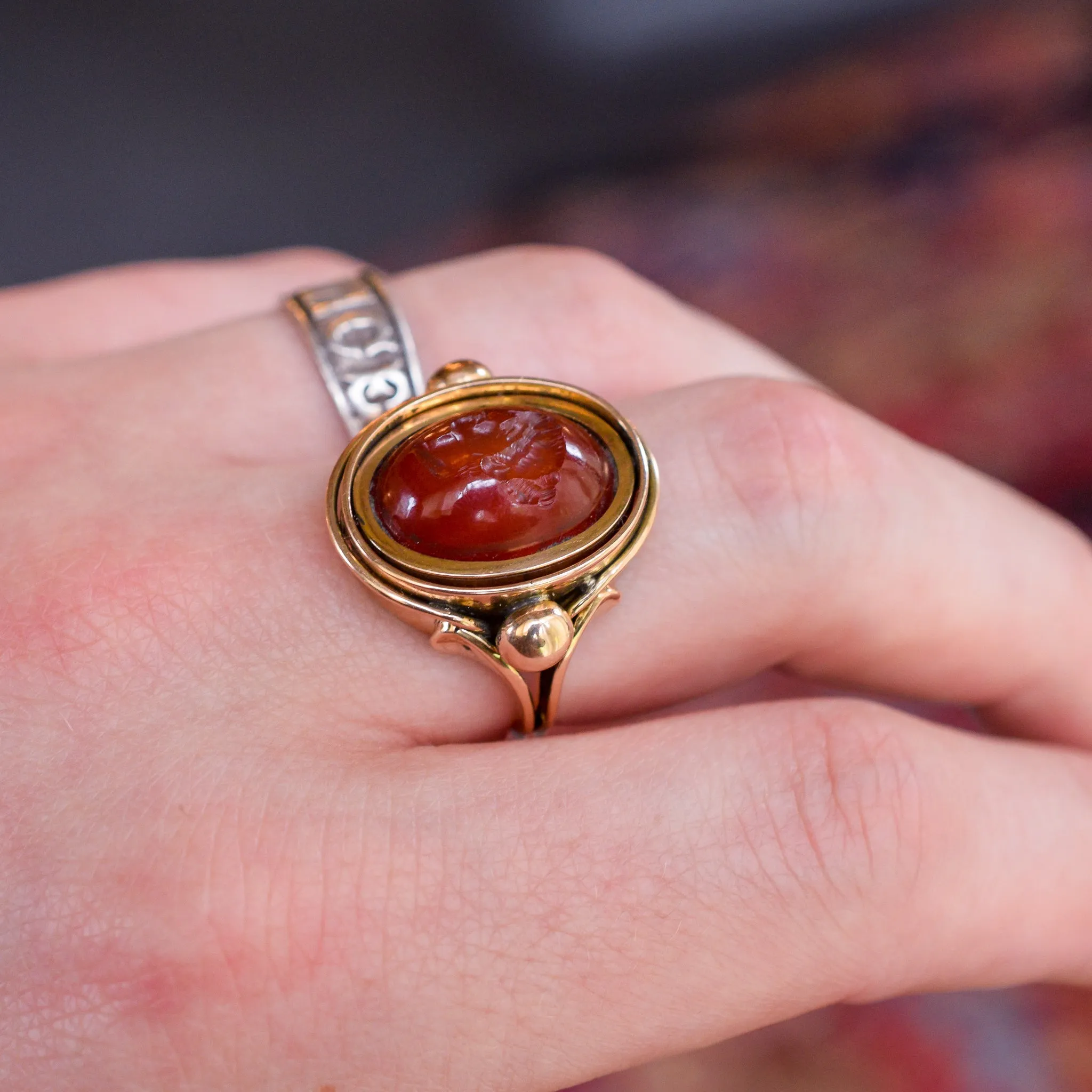 Victorian Erotic Intaglio Swivel Ring