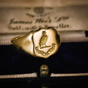 Victorian Owl Intaglio Signet Ring