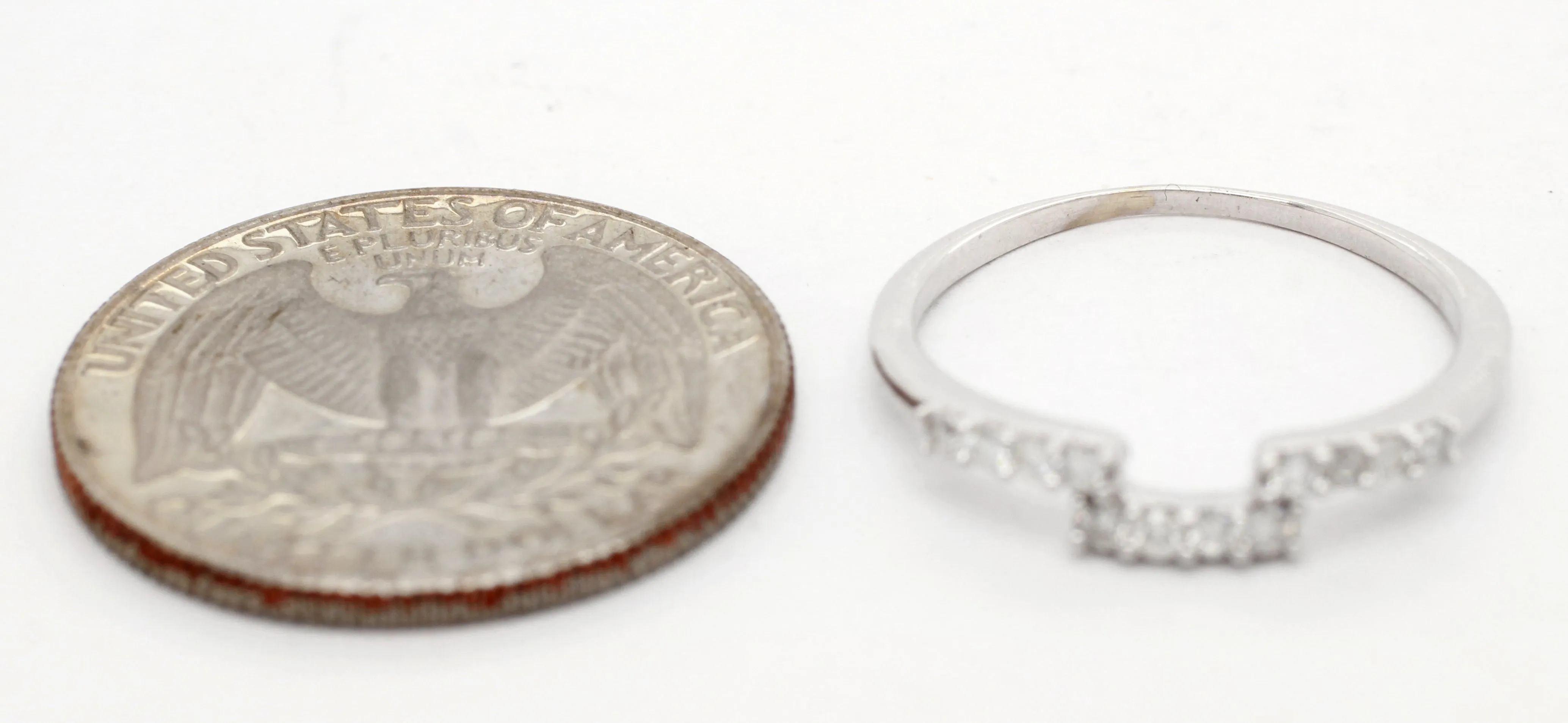 Vintage 0.40ctw Diamond Square-Wave Stackable Band Rings (Two) - 14k White Gold
