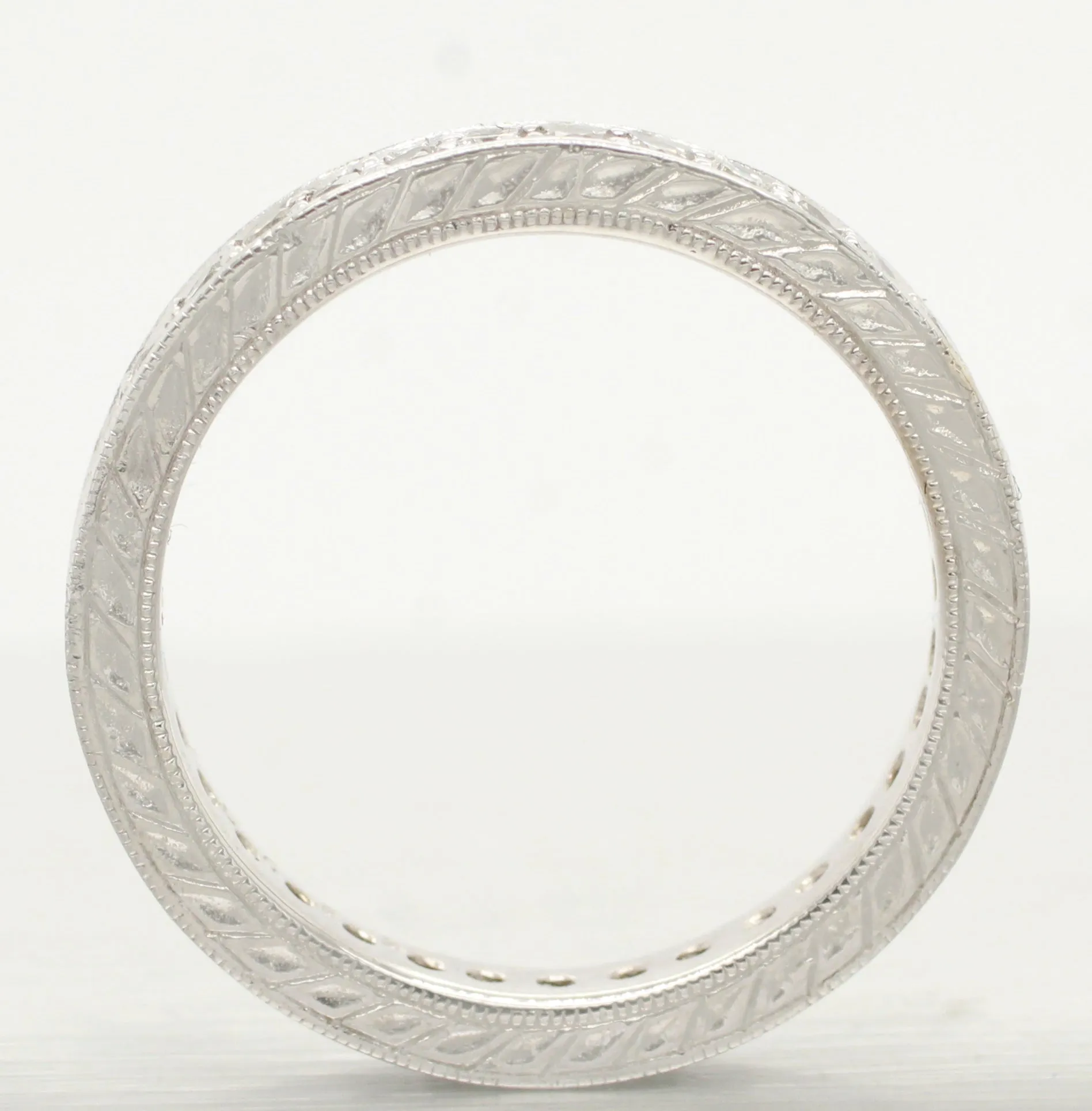 Vintage 1 ctw Diamond Eternity Band 18k White Gold Channel-Set Ring