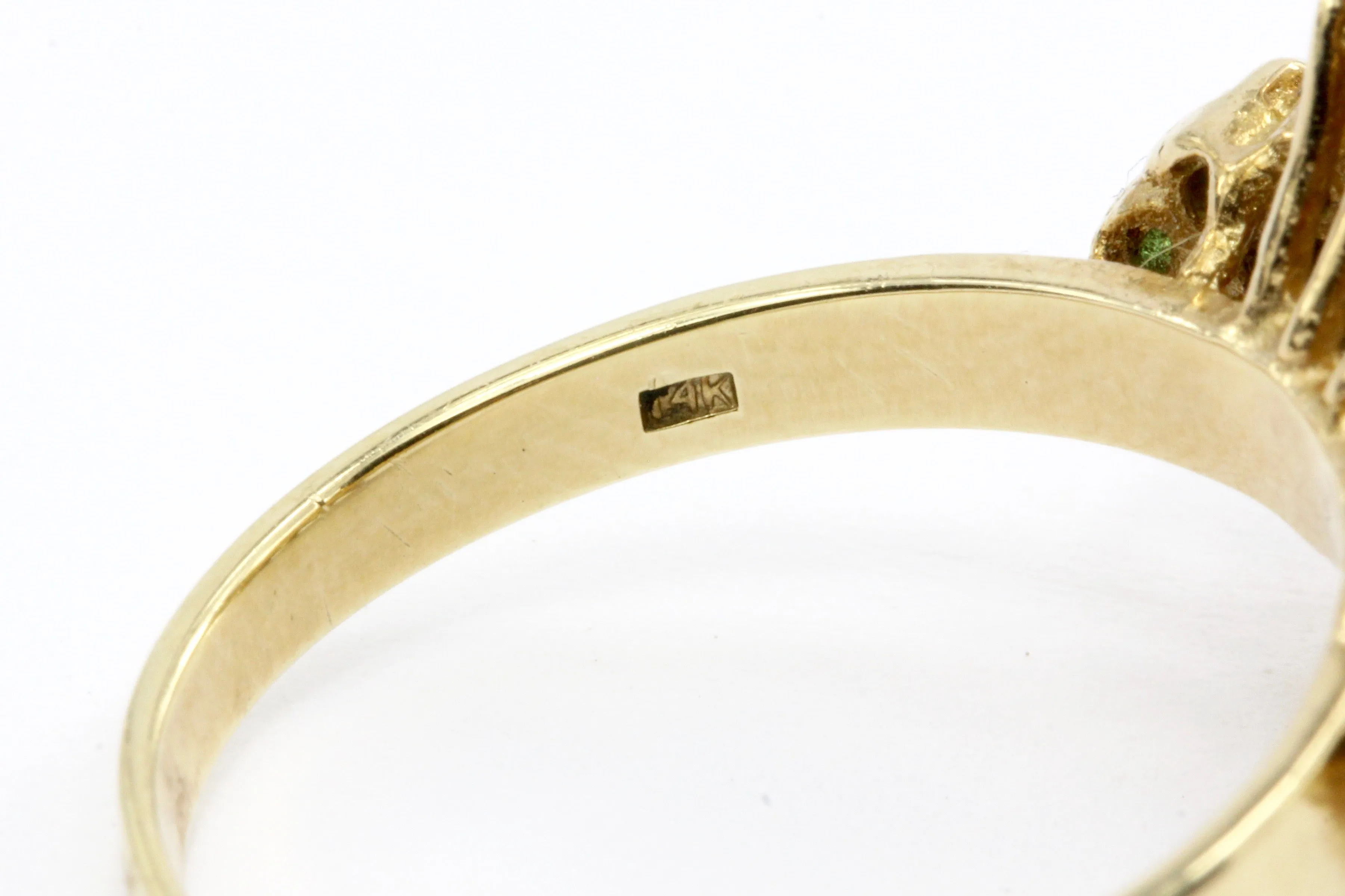 Vintage 14k Gold Opal & Green Tourmaline Cocktail Ring