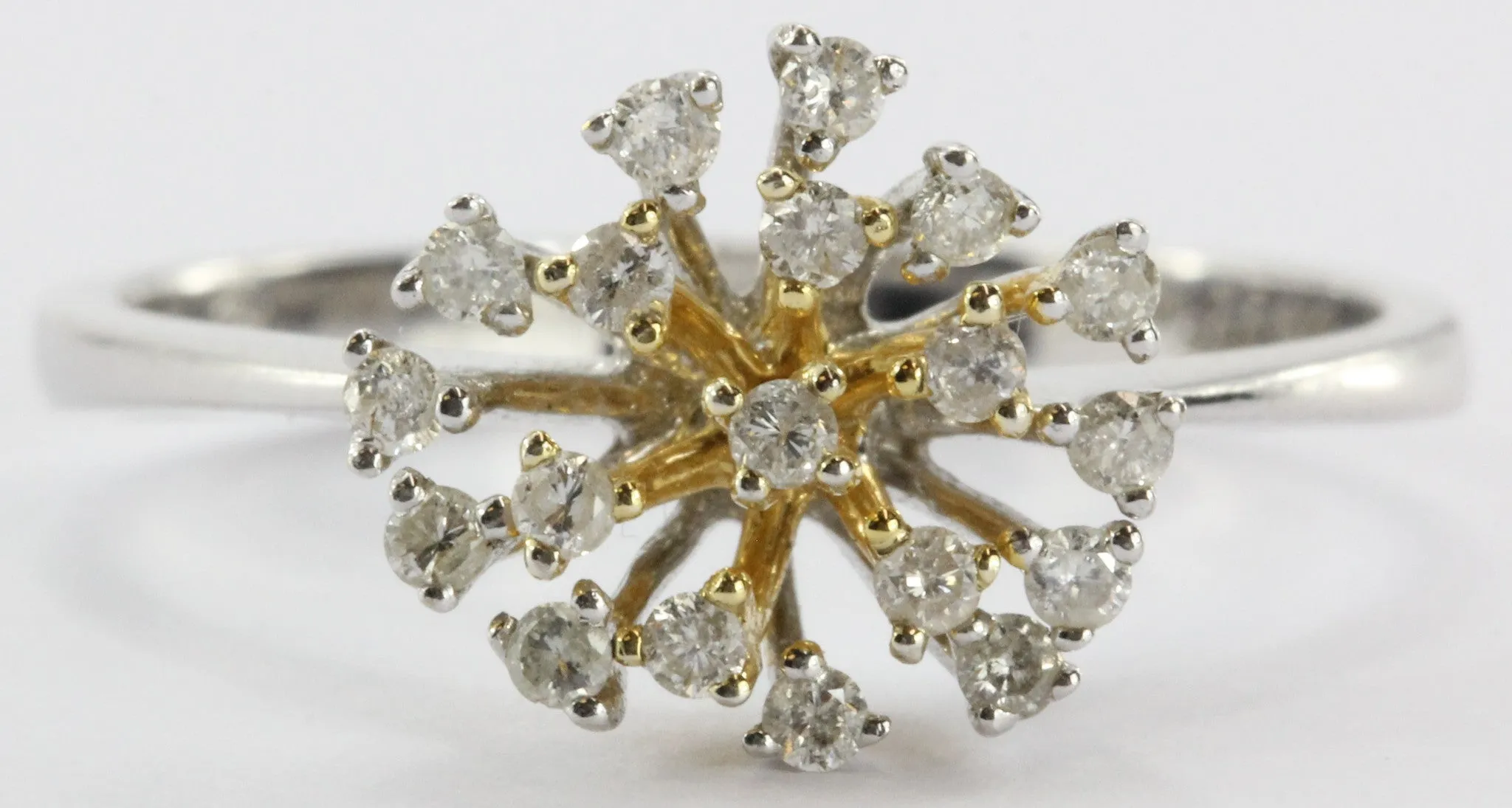 Vintage 14K White Gold Diamond Cluster Ring