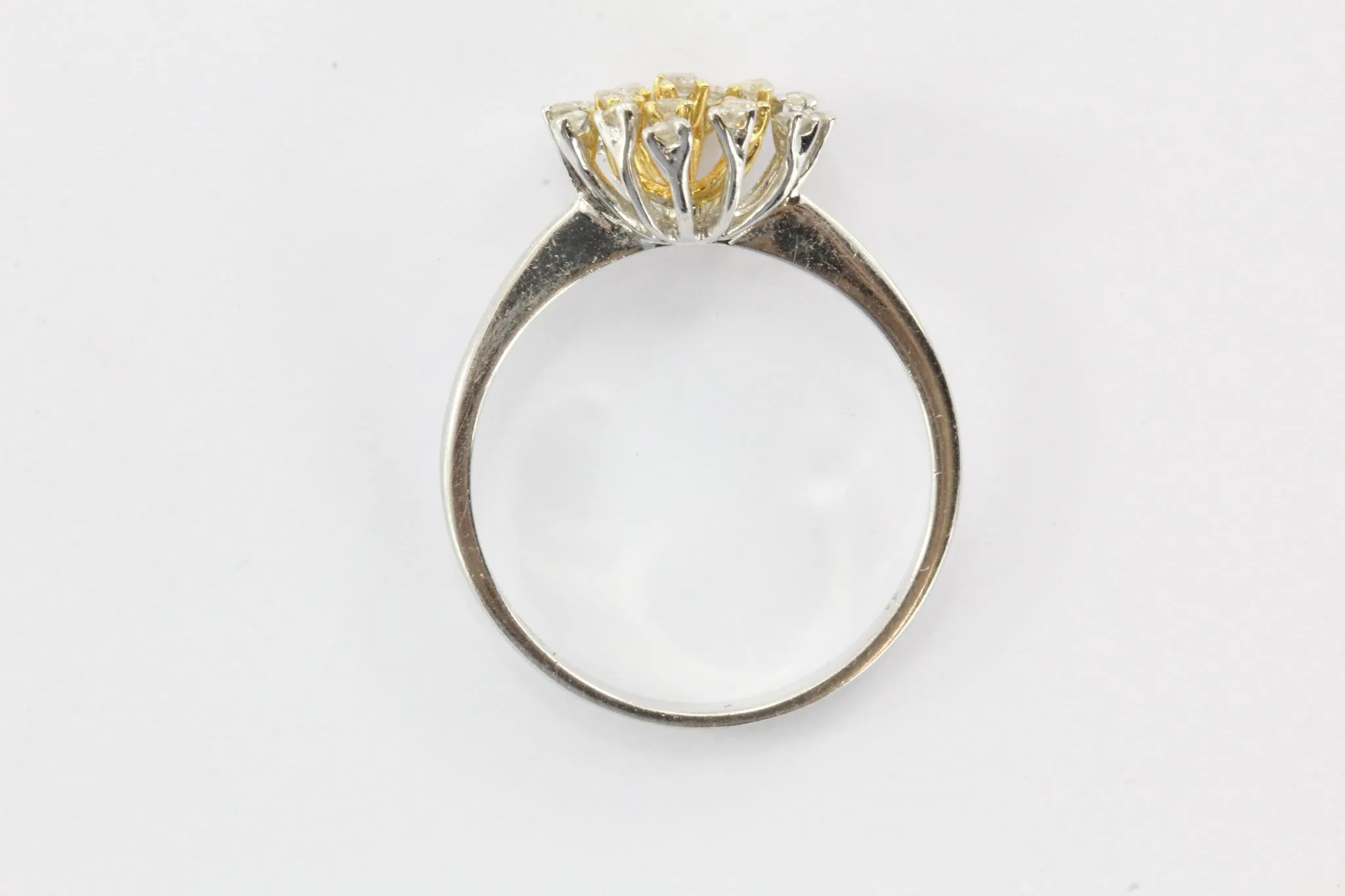 Vintage 14K White Gold Diamond Cluster Ring