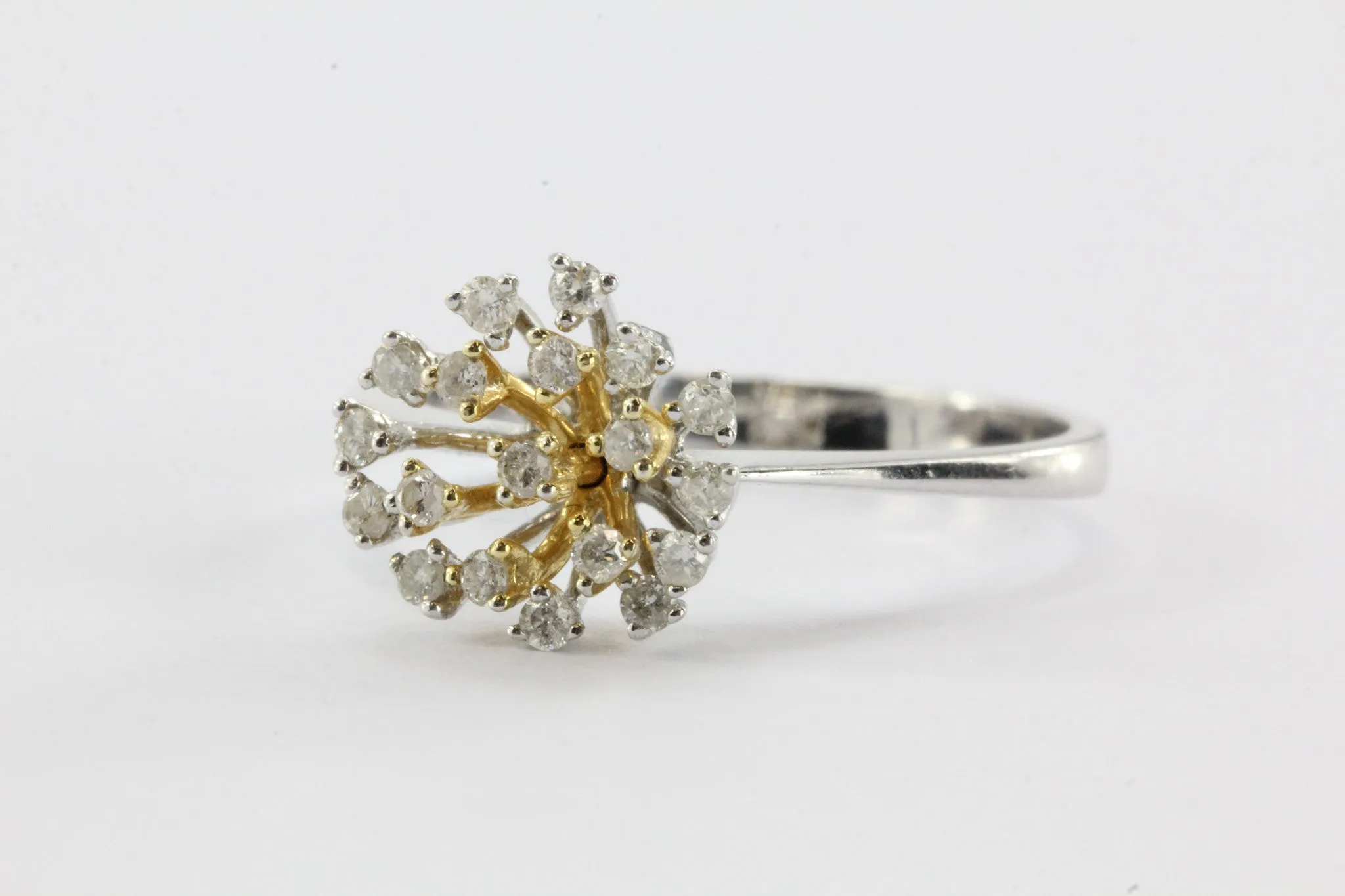 Vintage 14K White Gold Diamond Cluster Ring