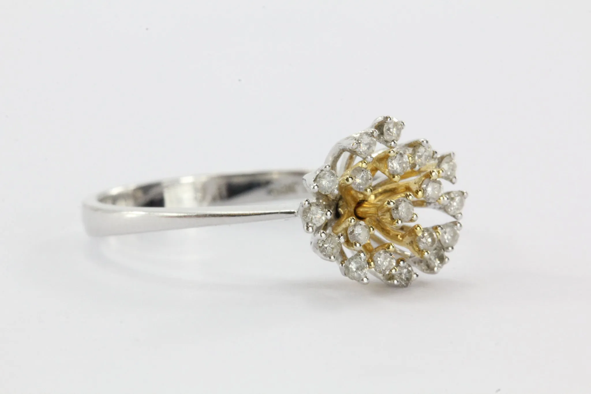 Vintage 14K White Gold Diamond Cluster Ring