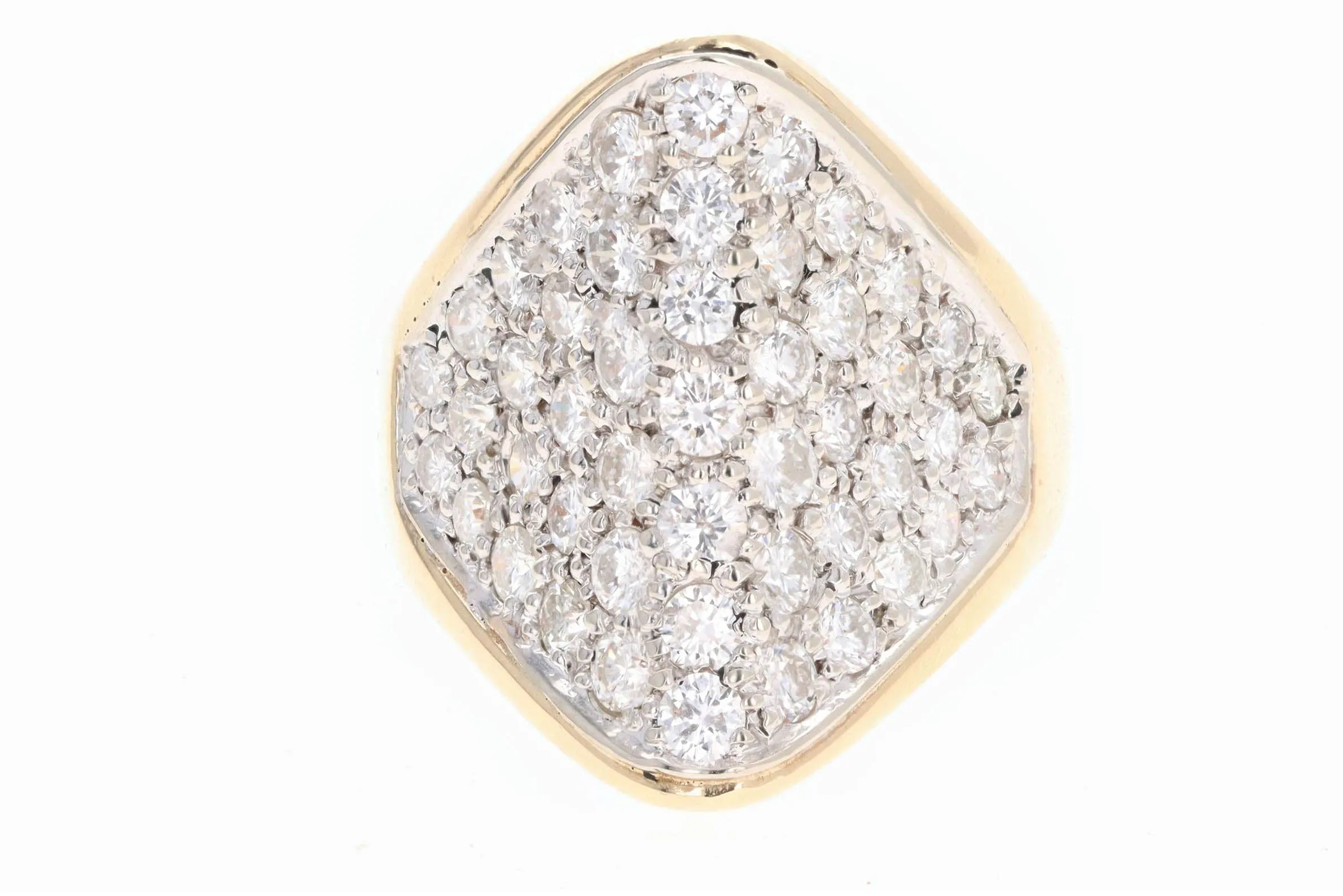 Vintage 14K Yellow Gold 2 Carat Total Weight Diamond Ring