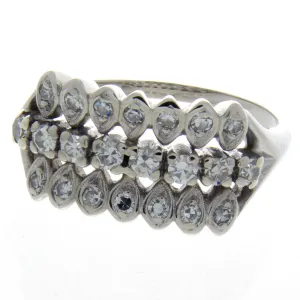 Vintage 1950s 3 Row Diamond Band Ring