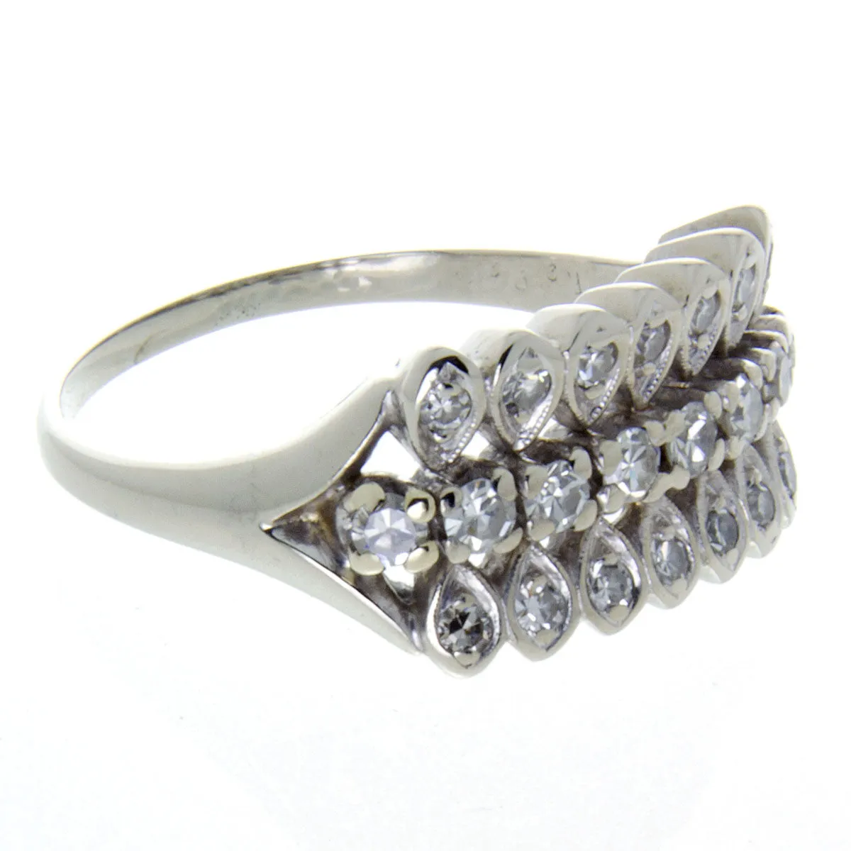 Vintage 1950s 3 Row Diamond Band Ring