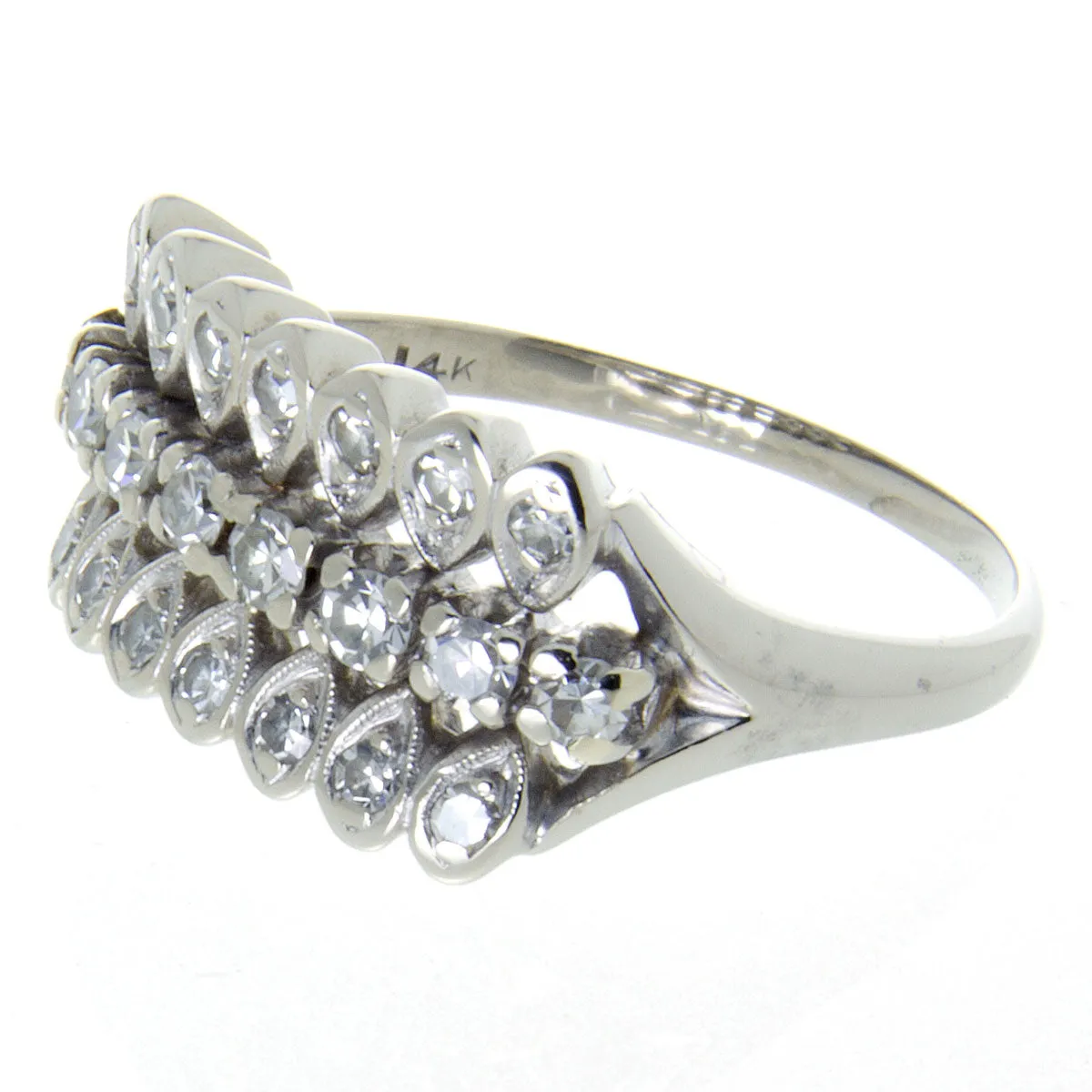 Vintage 1950s 3 Row Diamond Band Ring
