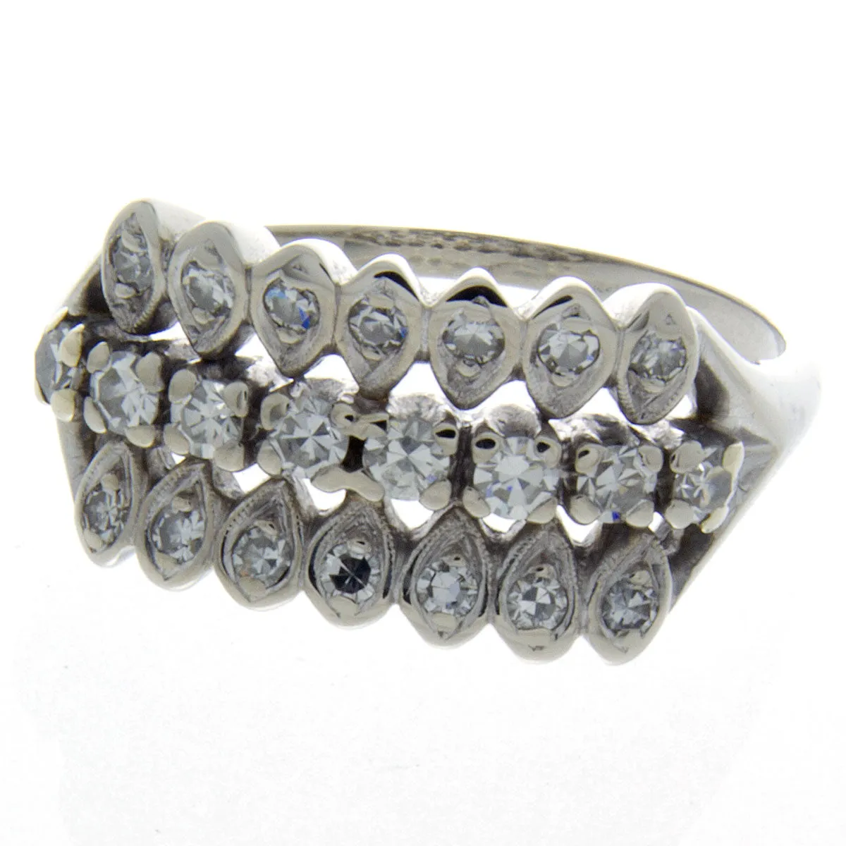 Vintage 1950s 3 Row Diamond Band Ring