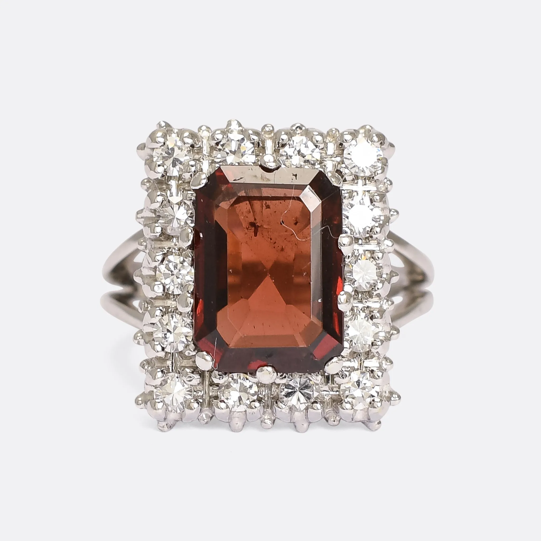 Vintage 6 Carat Garnet Picture Frame Ring