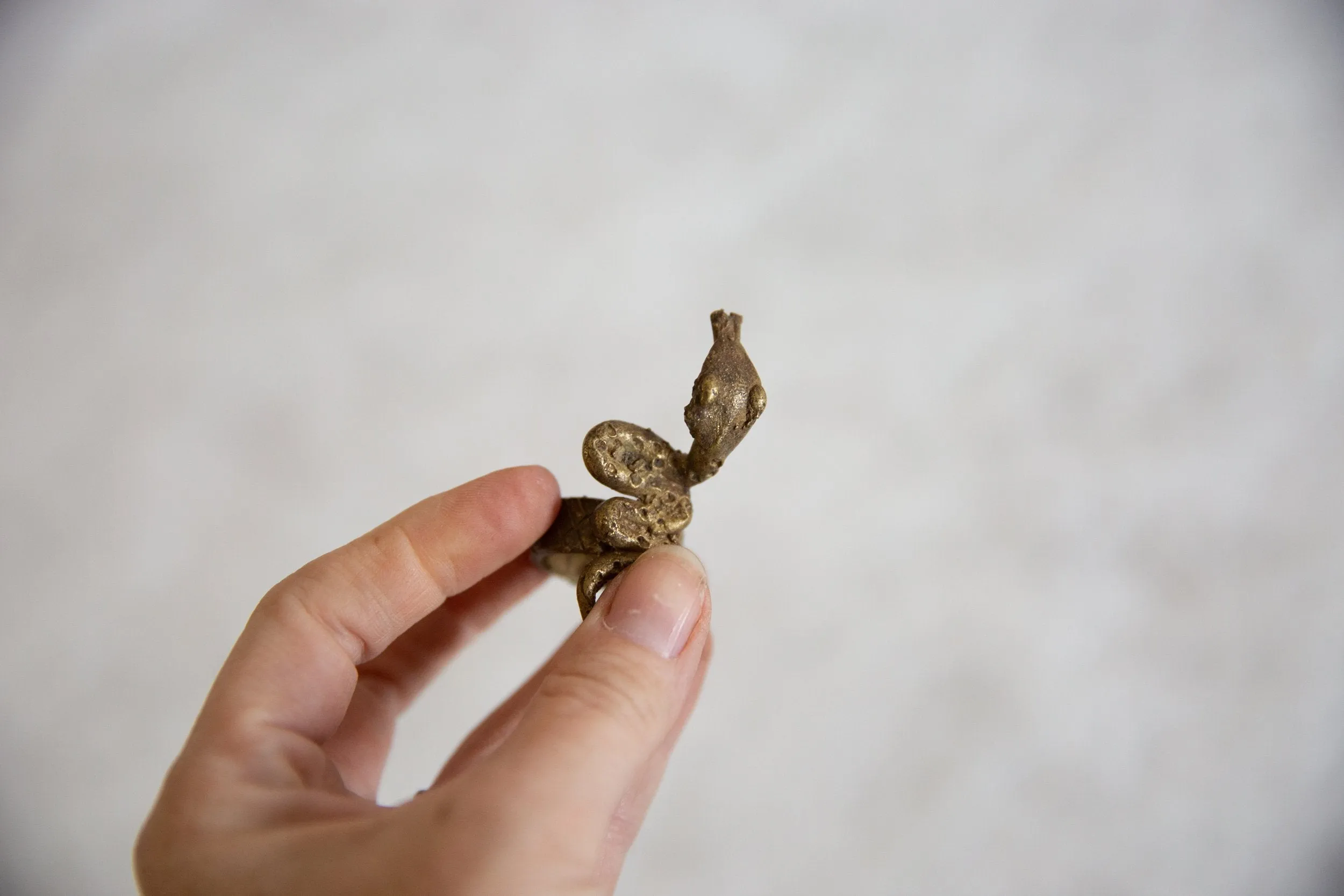 Vintage African Bronze Snake Ring