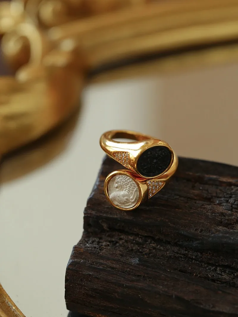 Vintage Antique Coin Ring Style A The Lion and Bee Ring