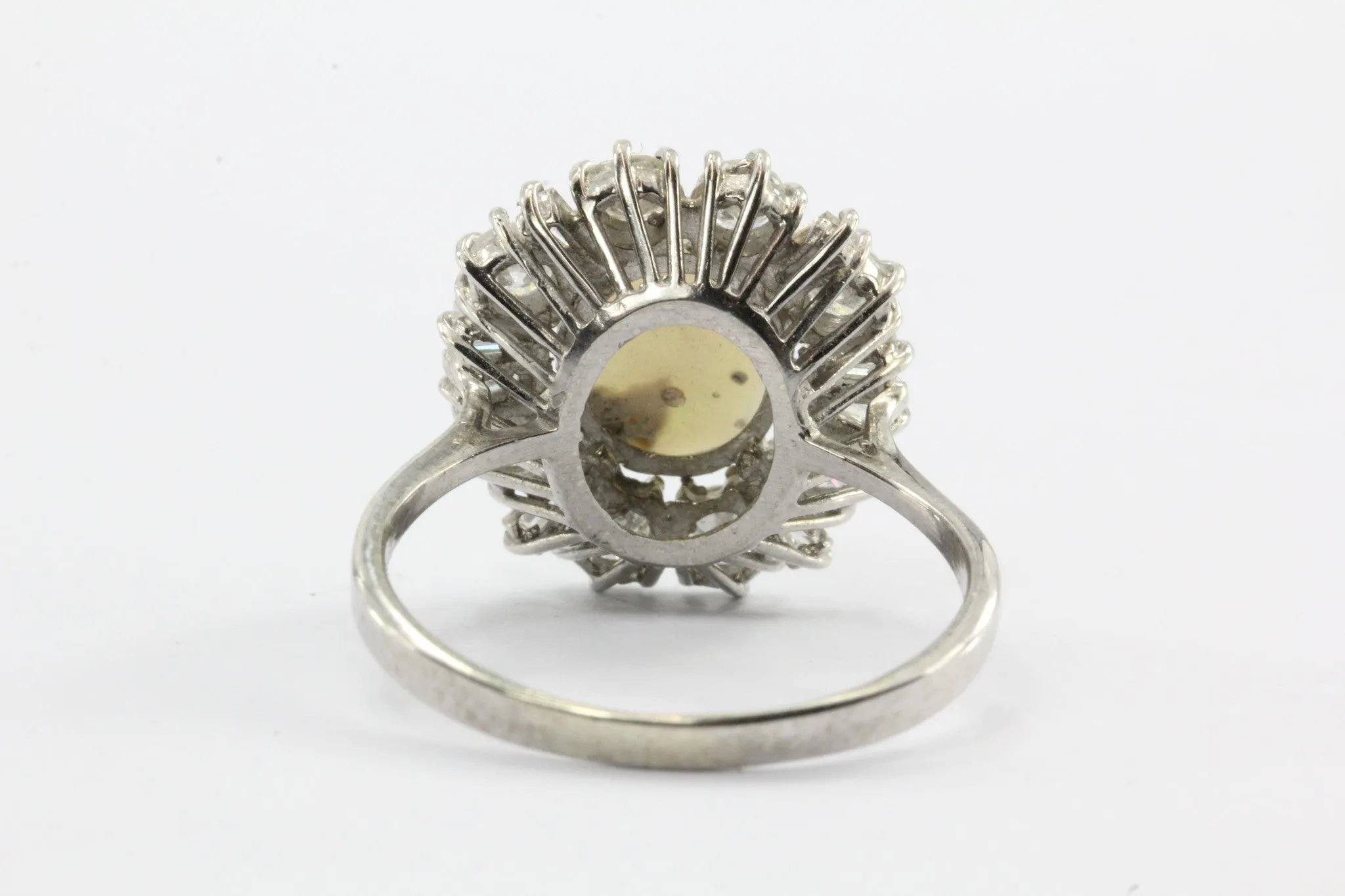 Vintage Art Deco 18K White Gold Opal & Diamond Ring