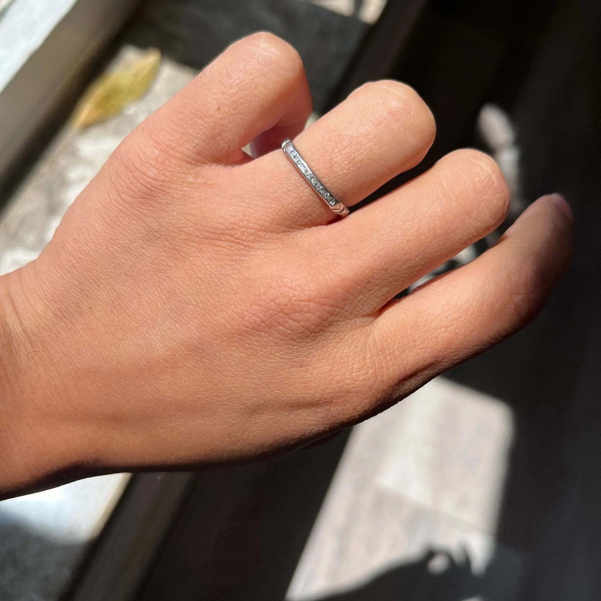 Vintage Diamond Platinum Wedding Band