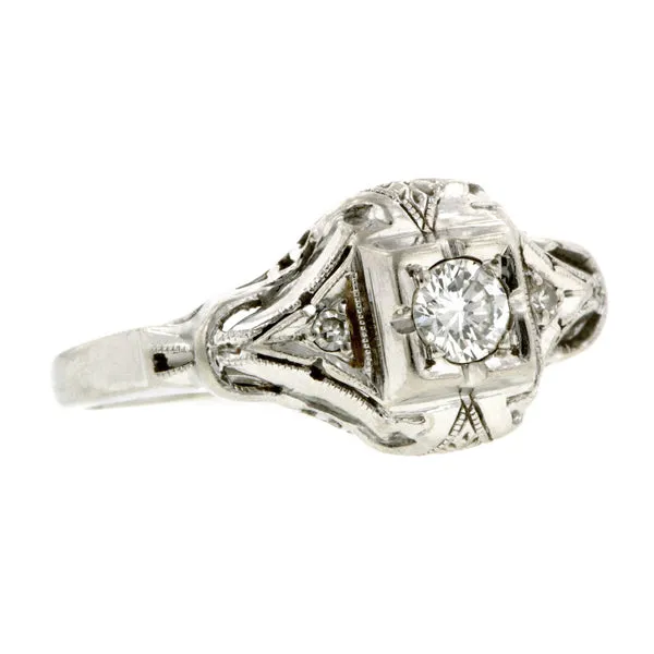Vintage Engagement Ring, RBC 0.15ct