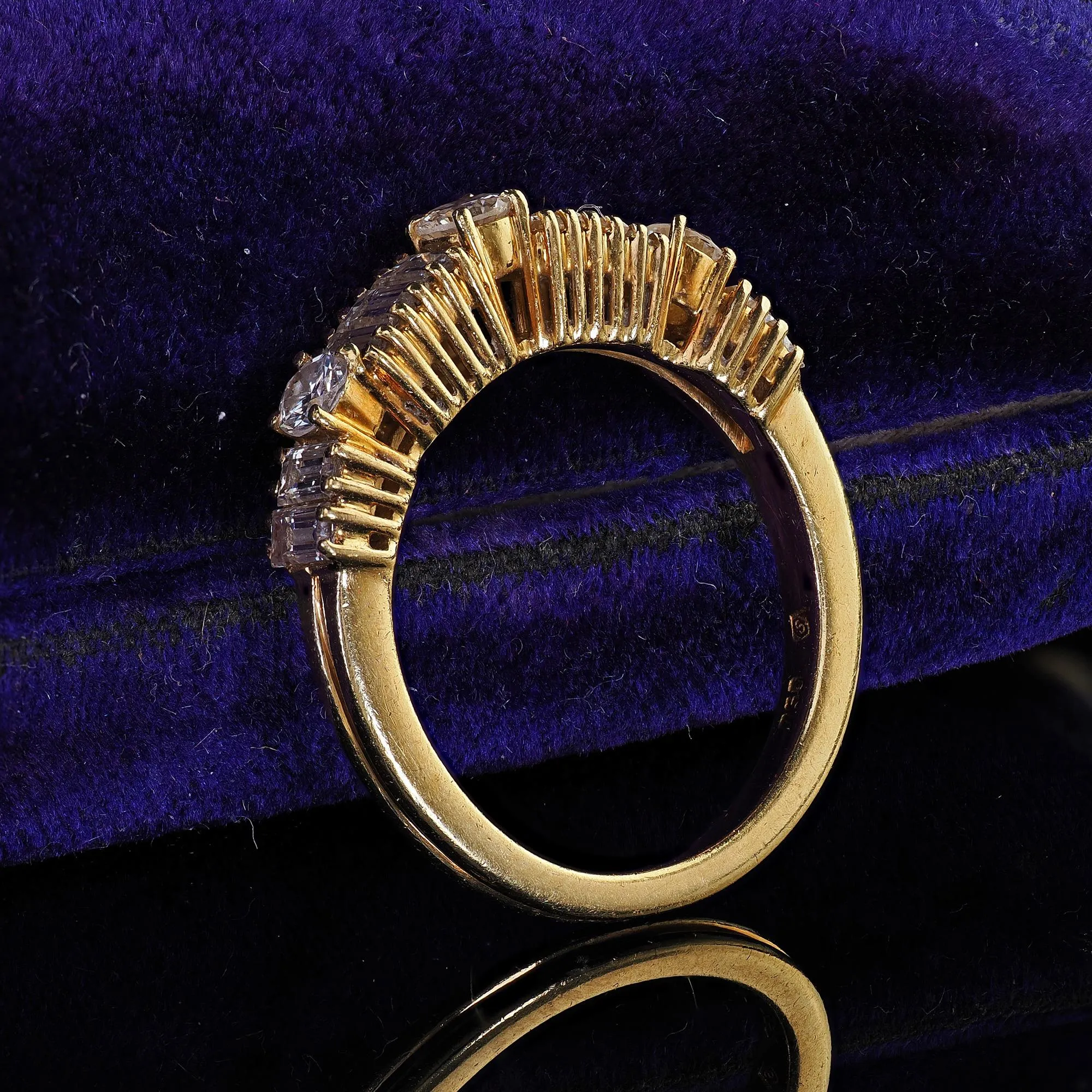 Vintage Estate H. Stern 18K Yellow Gold Diamond Baguette Wedding Band Ring