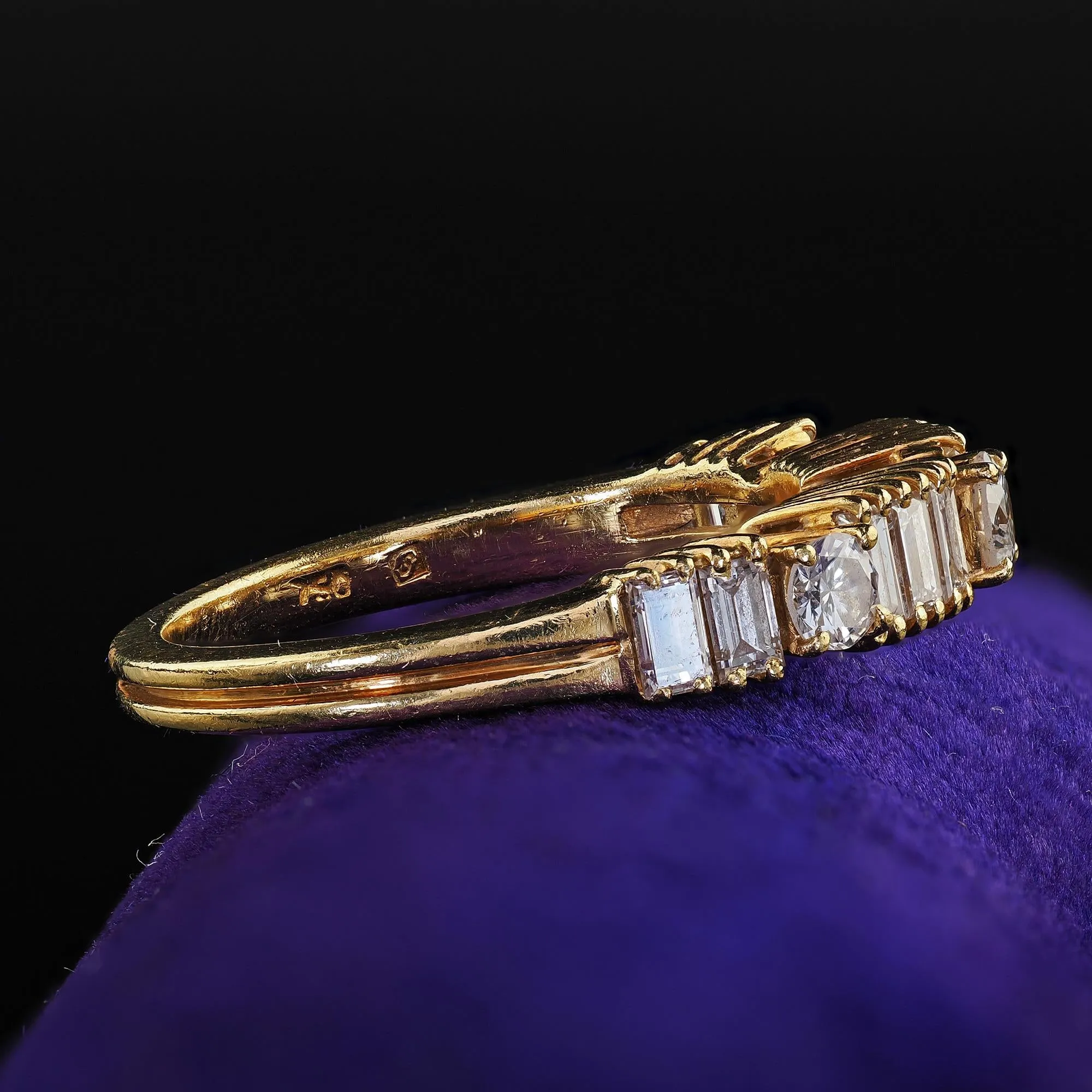 Vintage Estate H. Stern 18K Yellow Gold Diamond Baguette Wedding Band Ring