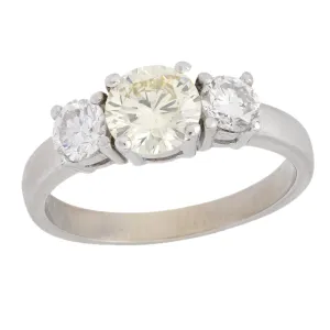 Vintage GIA diamond 14k white gold three stone engagement ring