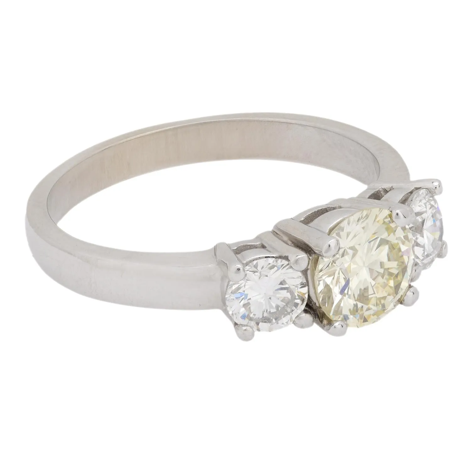 Vintage GIA diamond 14k white gold three stone engagement ring