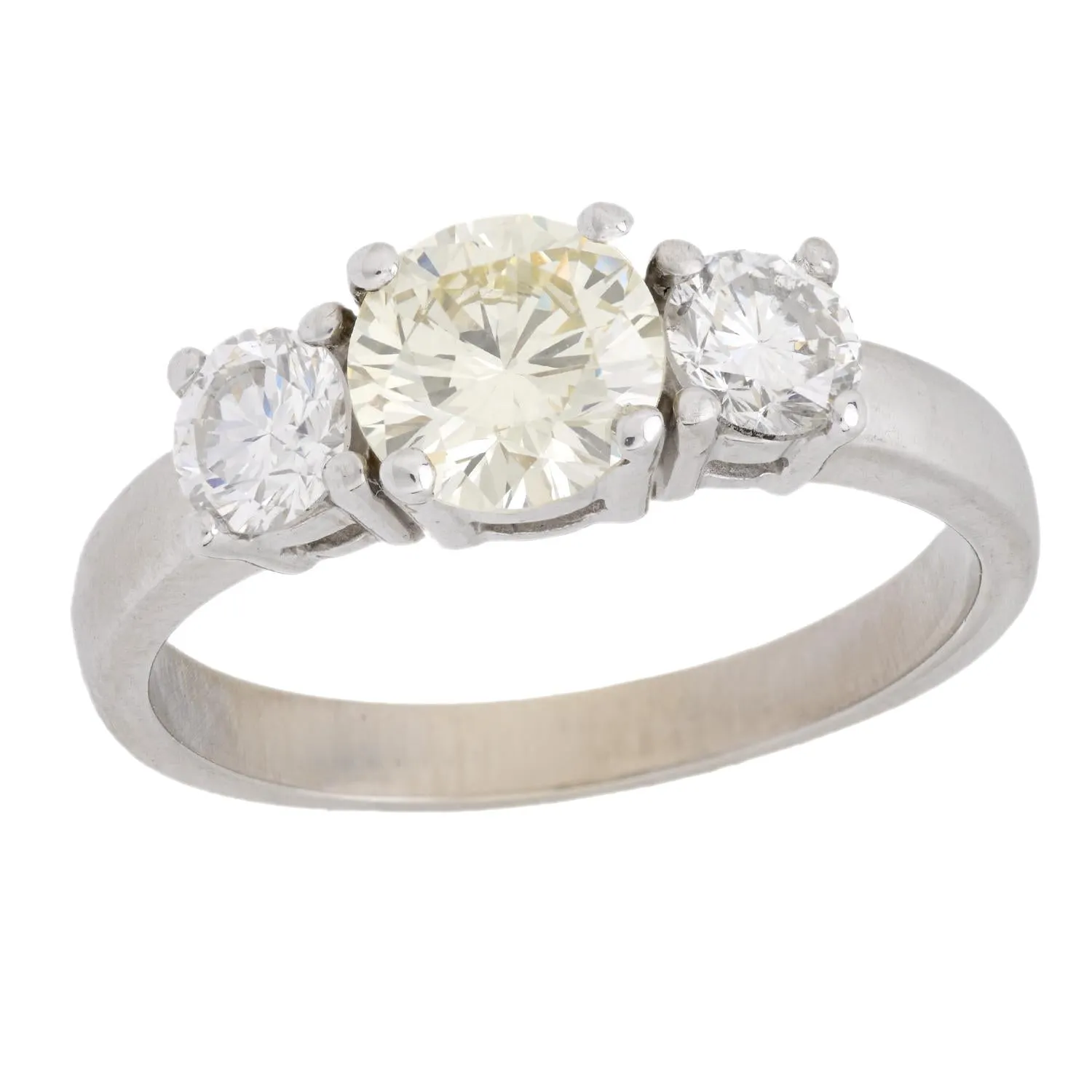 Vintage GIA diamond 14k white gold three stone engagement ring