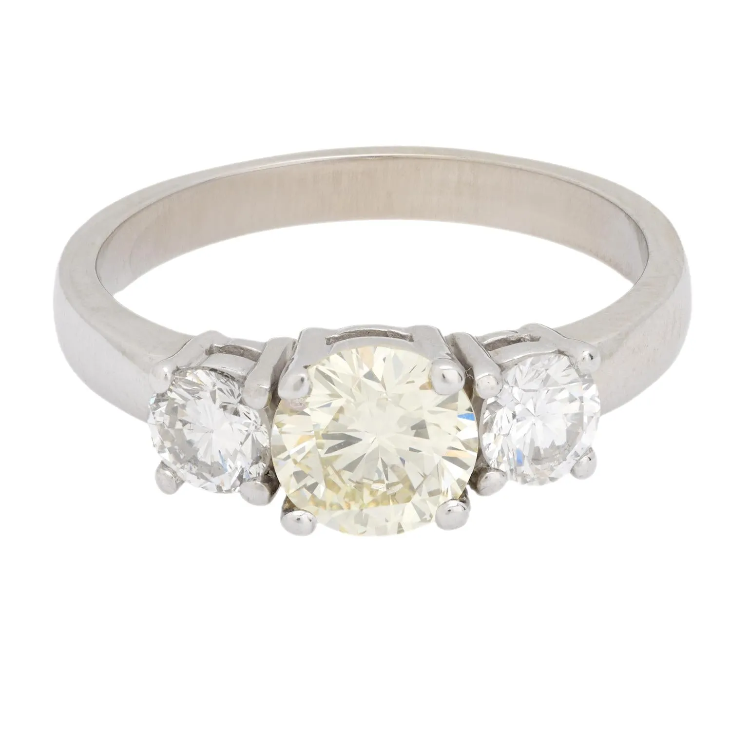 Vintage GIA diamond 14k white gold three stone engagement ring
