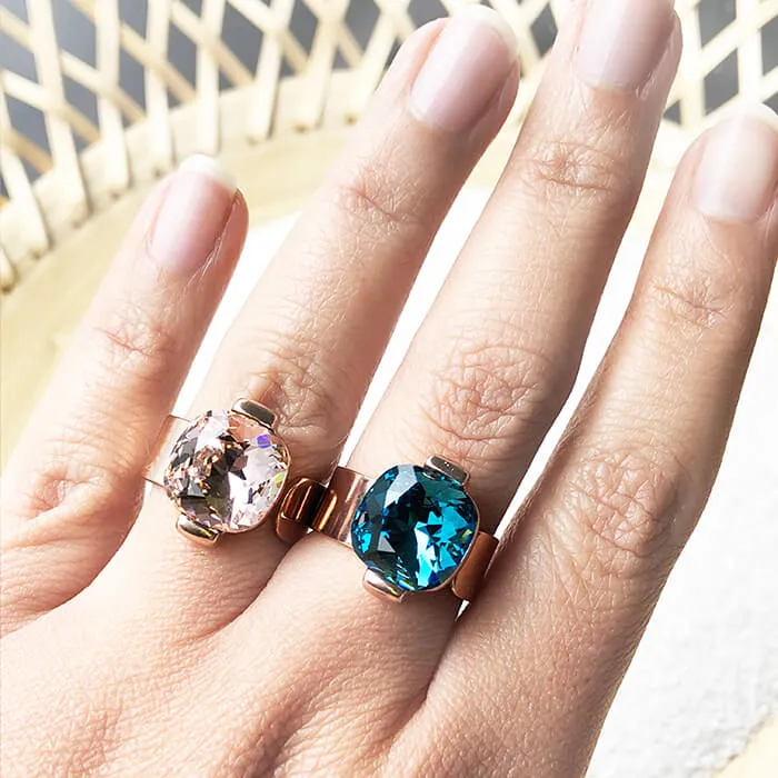 Vintage Glam Swarovski Rose Gold Ring