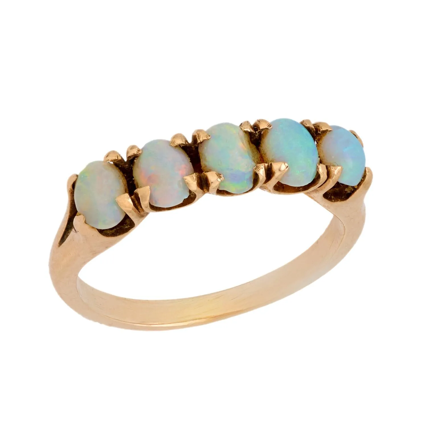 Vintage opal 14k yellow gold five stone ring