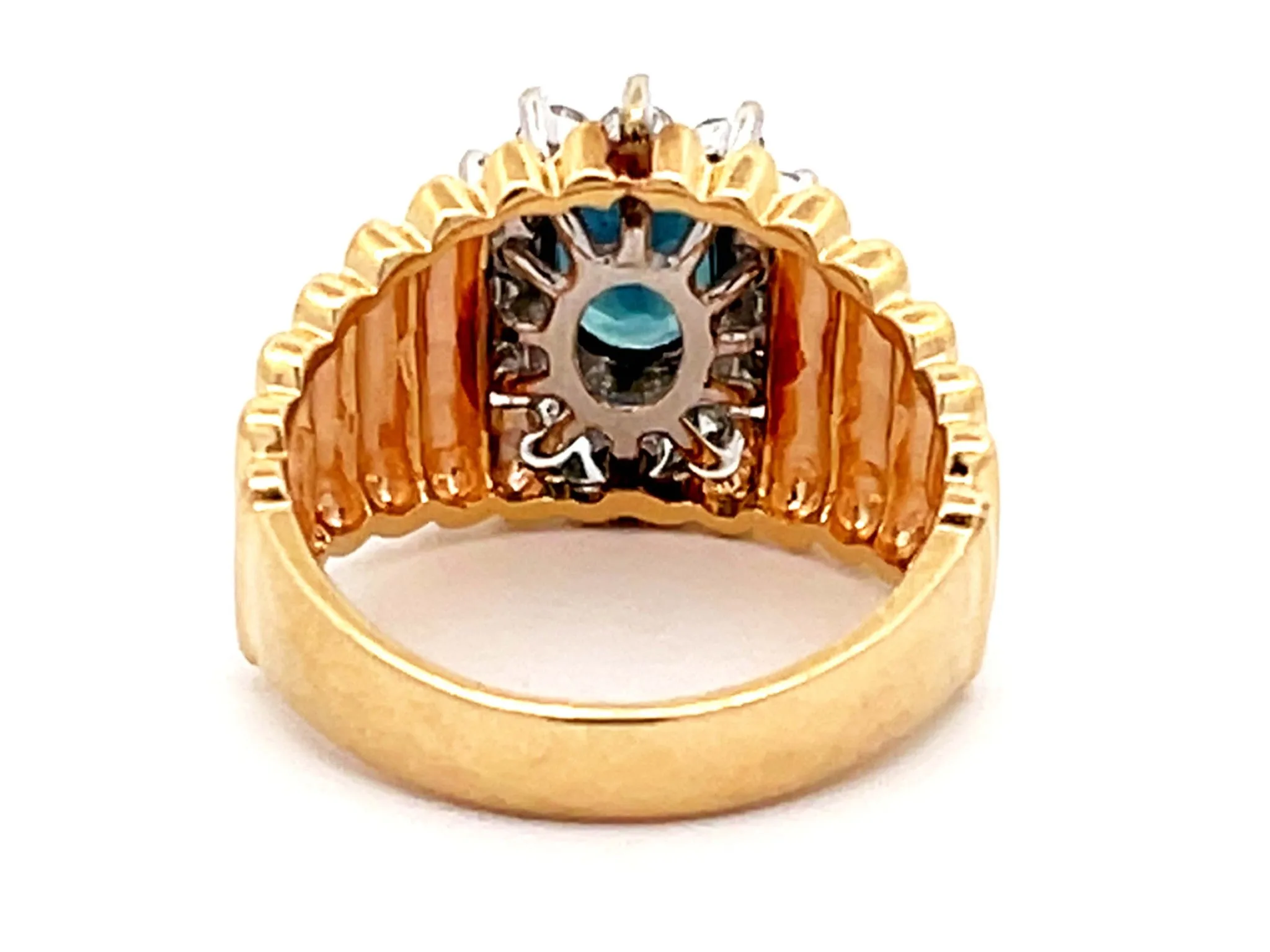 Vintage Oval Blue Sapphire and Diamond Ring in 14k Yellow Gold