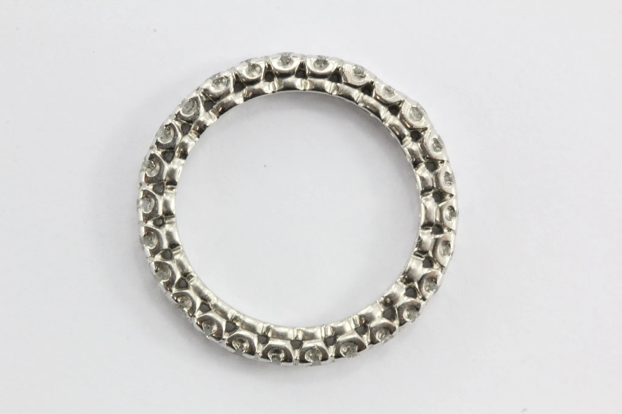 Vintage Platinum 1.3 CTW Diamond Eternity Band Ring Size 7.25