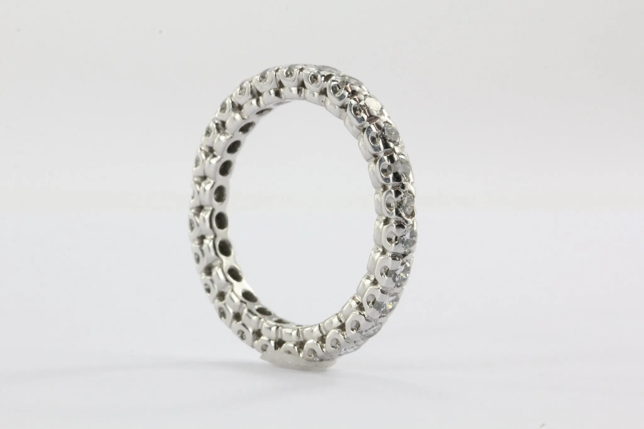 Vintage Platinum 1.3 CTW Diamond Eternity Band Ring Size 7.25