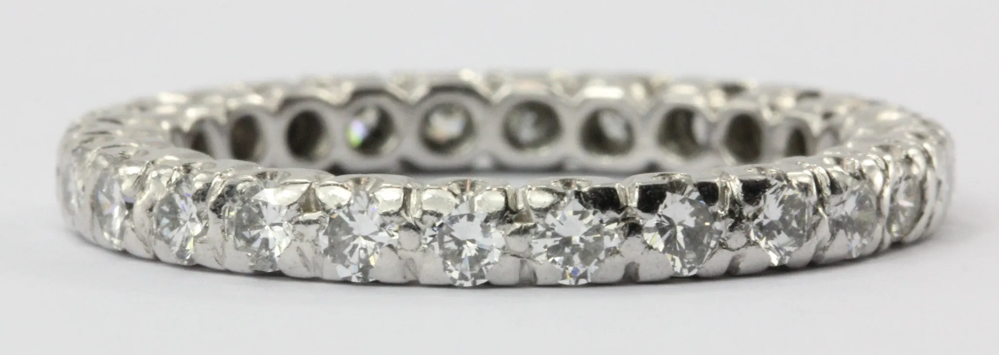 Vintage Platinum 1.3 CTW Diamond Eternity Band Ring Size 7.25