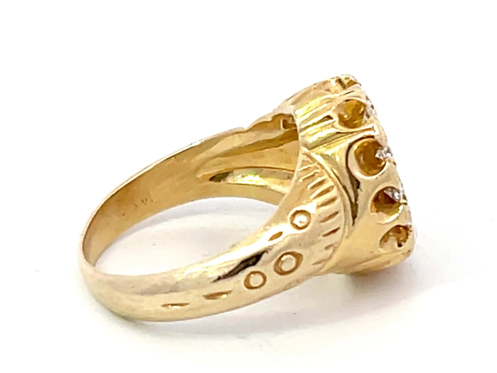 Vintage Sapphire and Diamond Halo Ring in 14k Yellow Gold