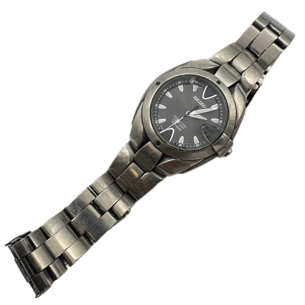 Vintage Seiko 8F23-0049 Perpetual Calendar Men's Quartz Wristwatch Titanium
