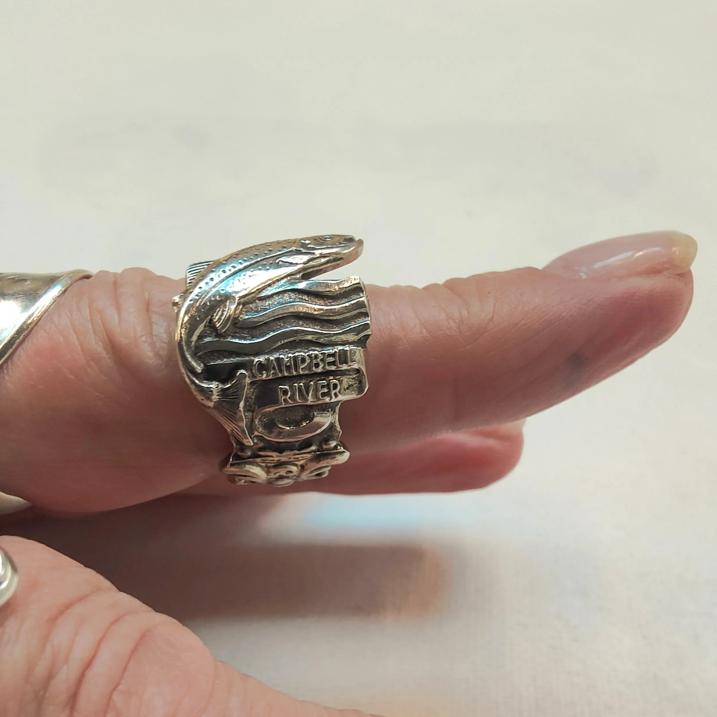 Vintage Sterling Silver Campbell River Souvenir Spoon Ring - Size O