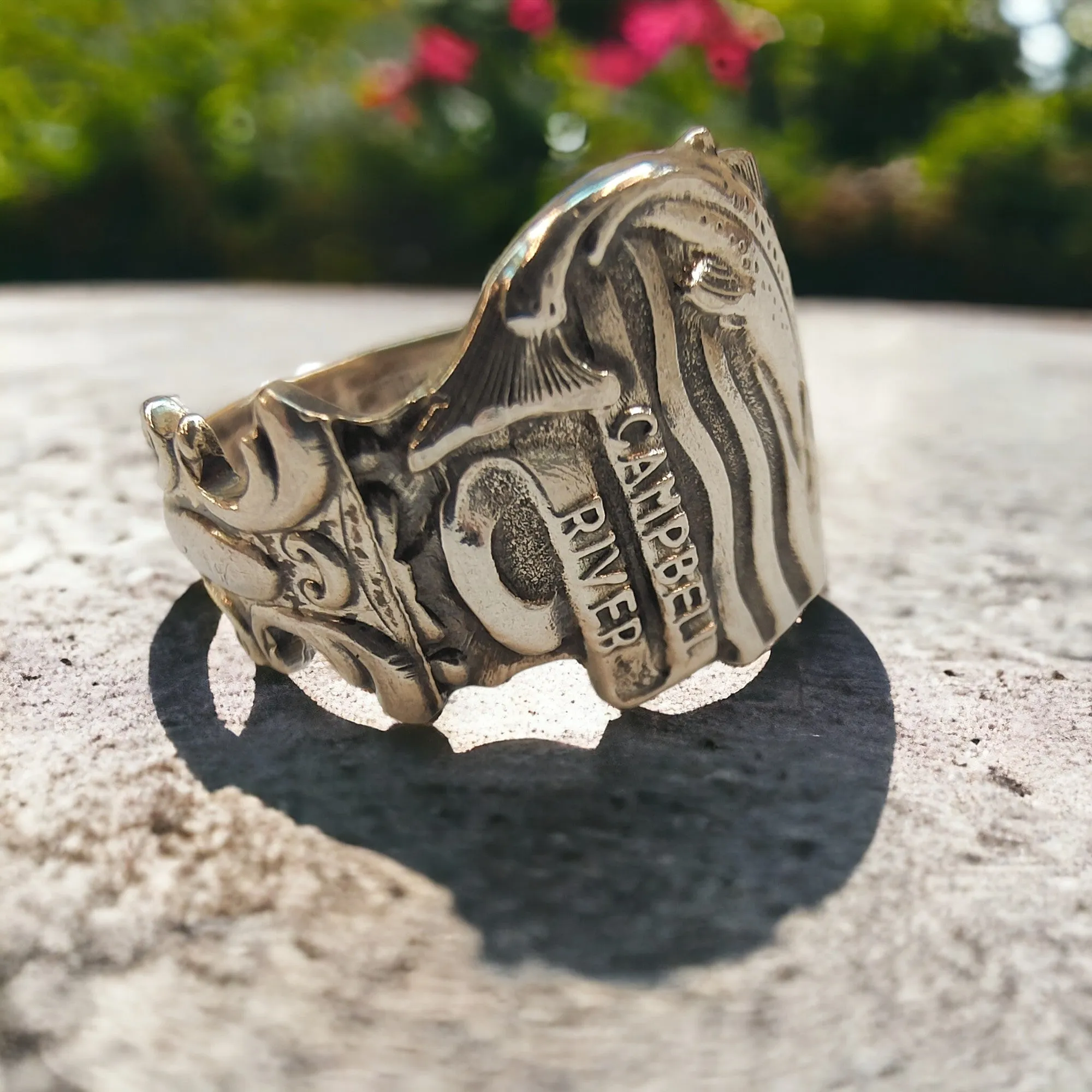 Vintage Sterling Silver Campbell River Souvenir Spoon Ring - Size O