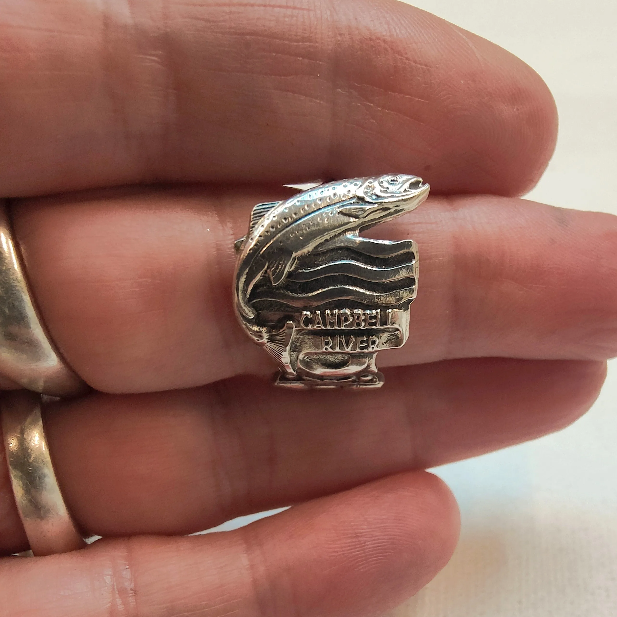 Vintage Sterling Silver Campbell River Souvenir Spoon Ring - Size O