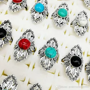 Vintage Stone Glass Rings Men Jewelry Accessories Party Gift