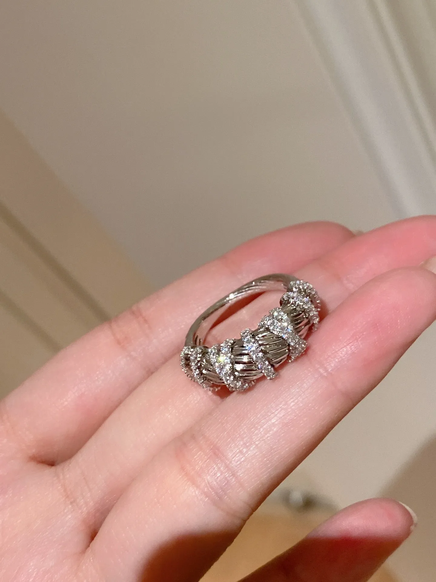 Vintage Striped Twist Diamond Ring