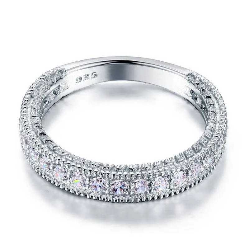 Vintage Style Art Deco Created Diamond Band Wedding Eternity Ring