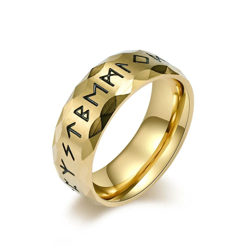 Vintage Viking Text Rune Rune Titanium Steel Ring
