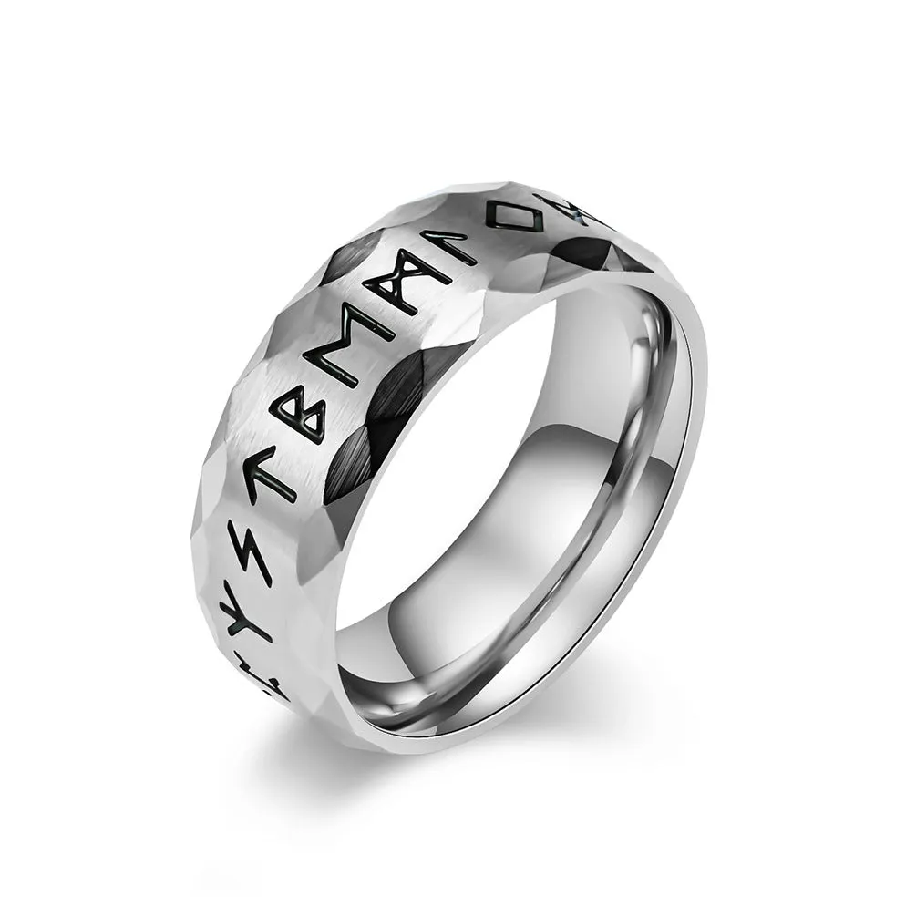 Vintage Viking Text Rune Rune Titanium Steel Ring
