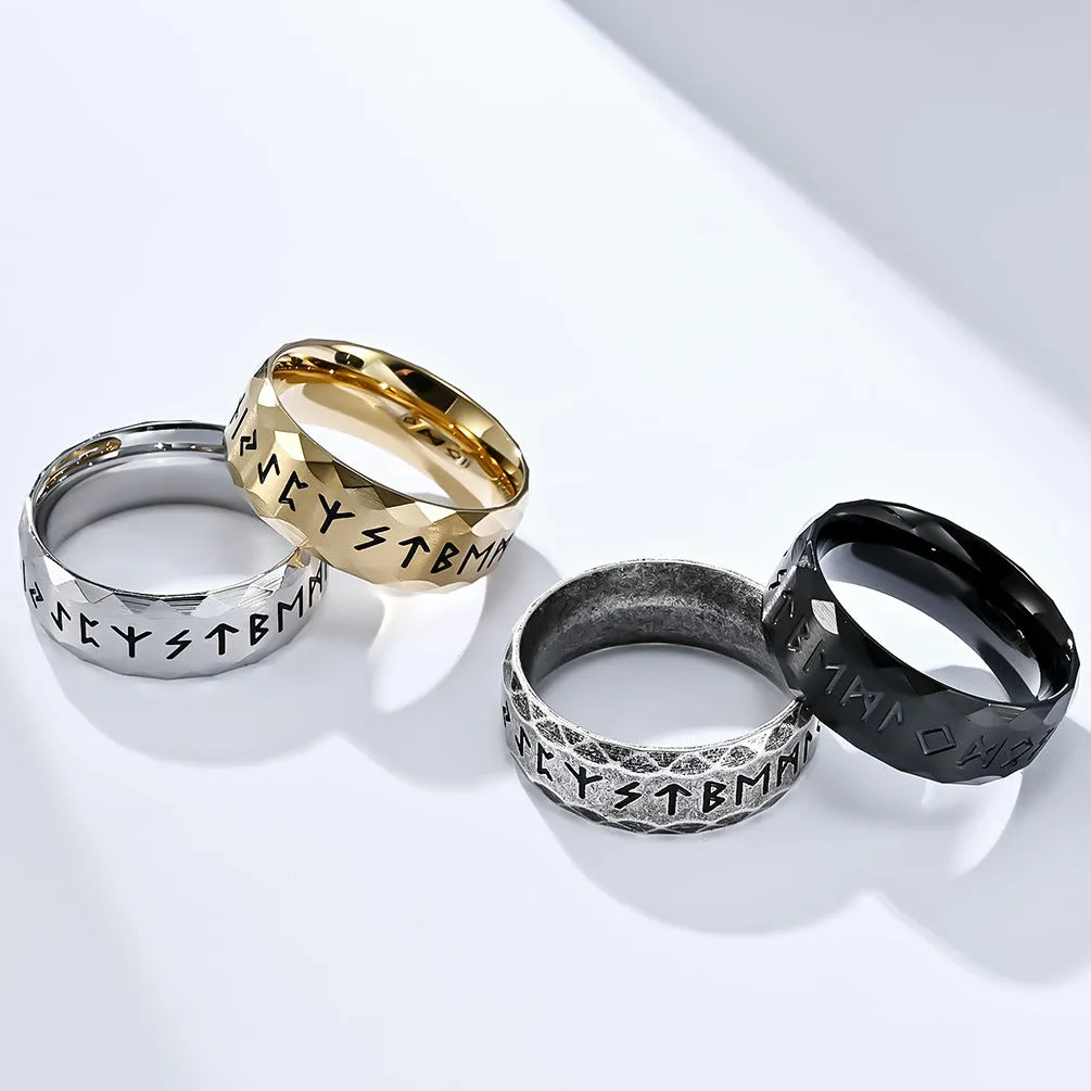 Vintage Viking Text Rune Rune Titanium Steel Ring