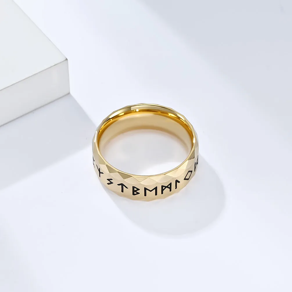 Vintage Viking Text Rune Rune Titanium Steel Ring
